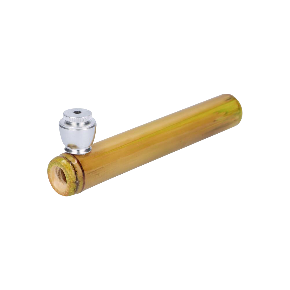 Elegant Bamboo Steamroller Pipe with Capped Herb Bowl