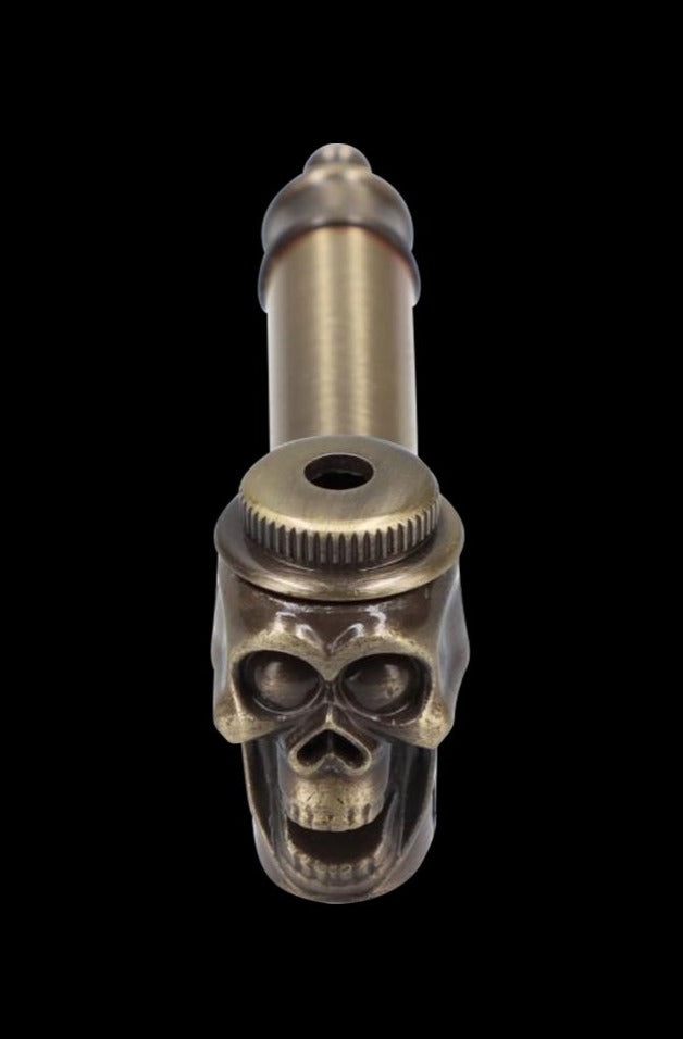 Stunning Metal Hand Pipe Featuring a Detailed Skull Head