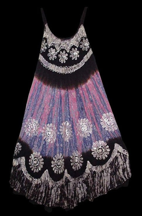 Exquisite Batik Spaghetti Strap Dress for Warm Days