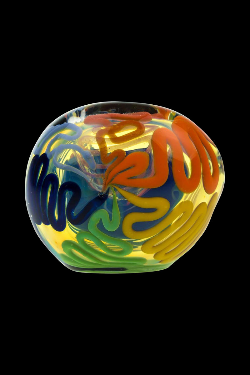 GlassHeads Black Spoon Pipe with Stunning Rainbow Cane Bowl - A Colorful Smoking Essential!