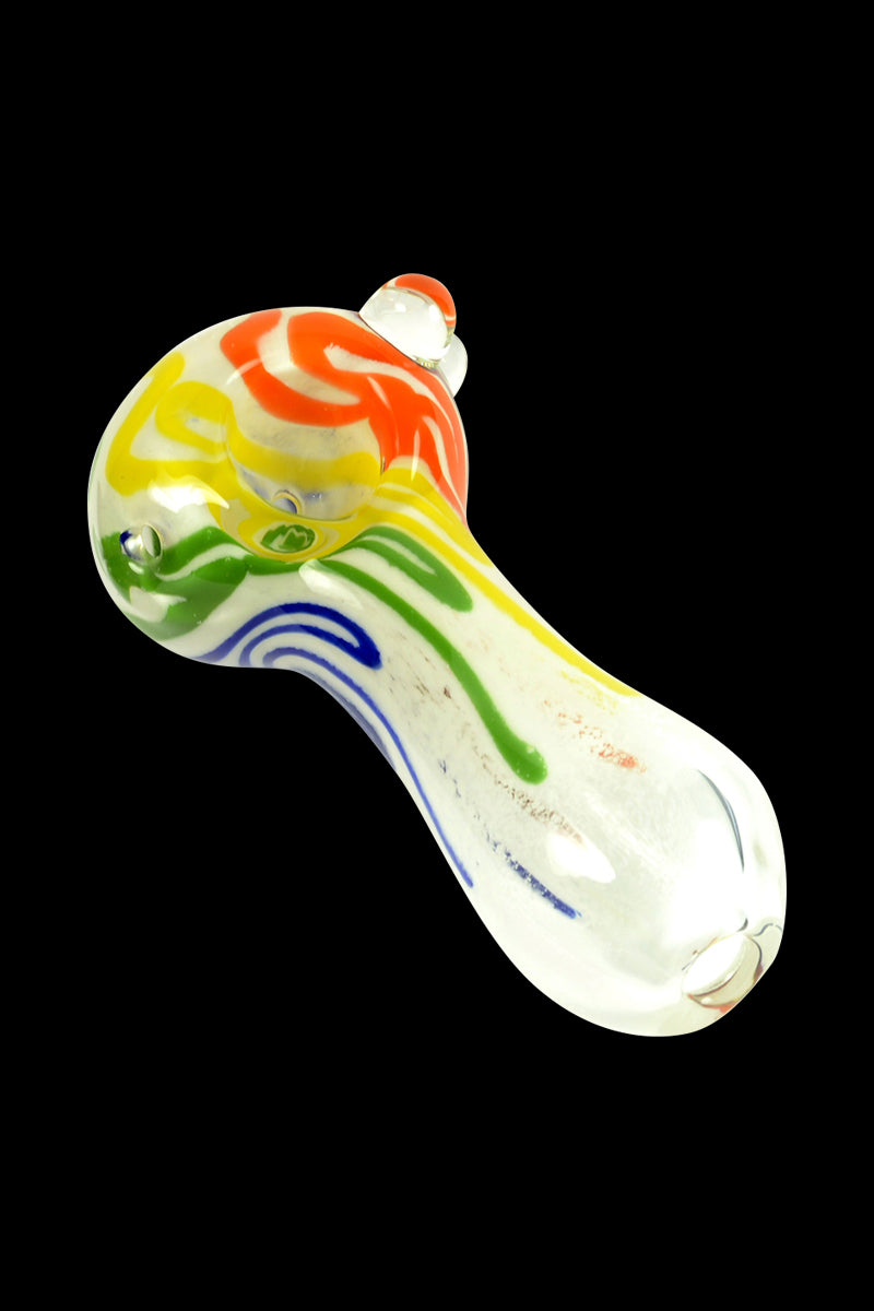 Glassheads Stunning Inside-Out Spoon Pipe with White Frit & Rainbow Stripes