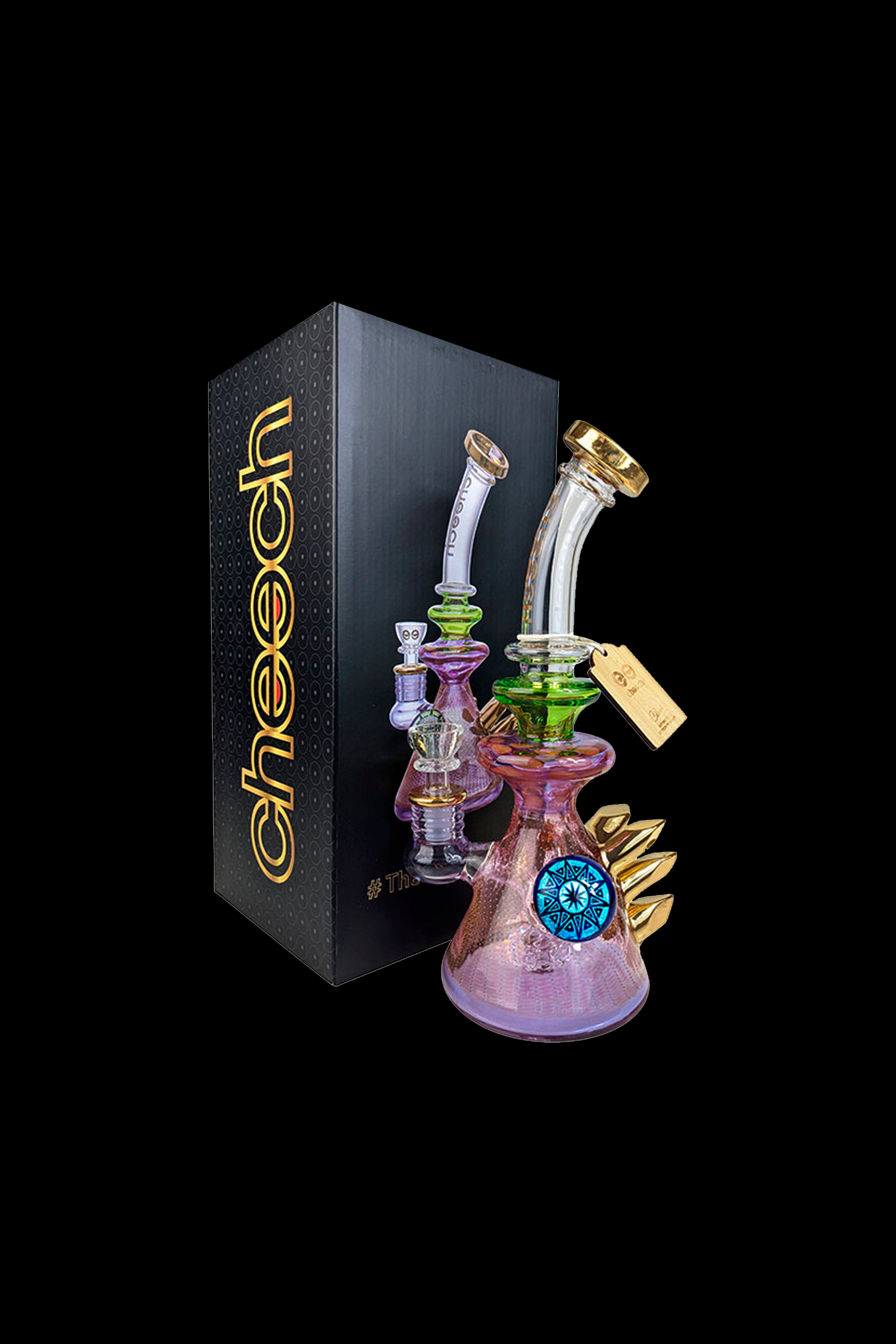 Cheech Glass Stunning Gold Crystal Water Pipe