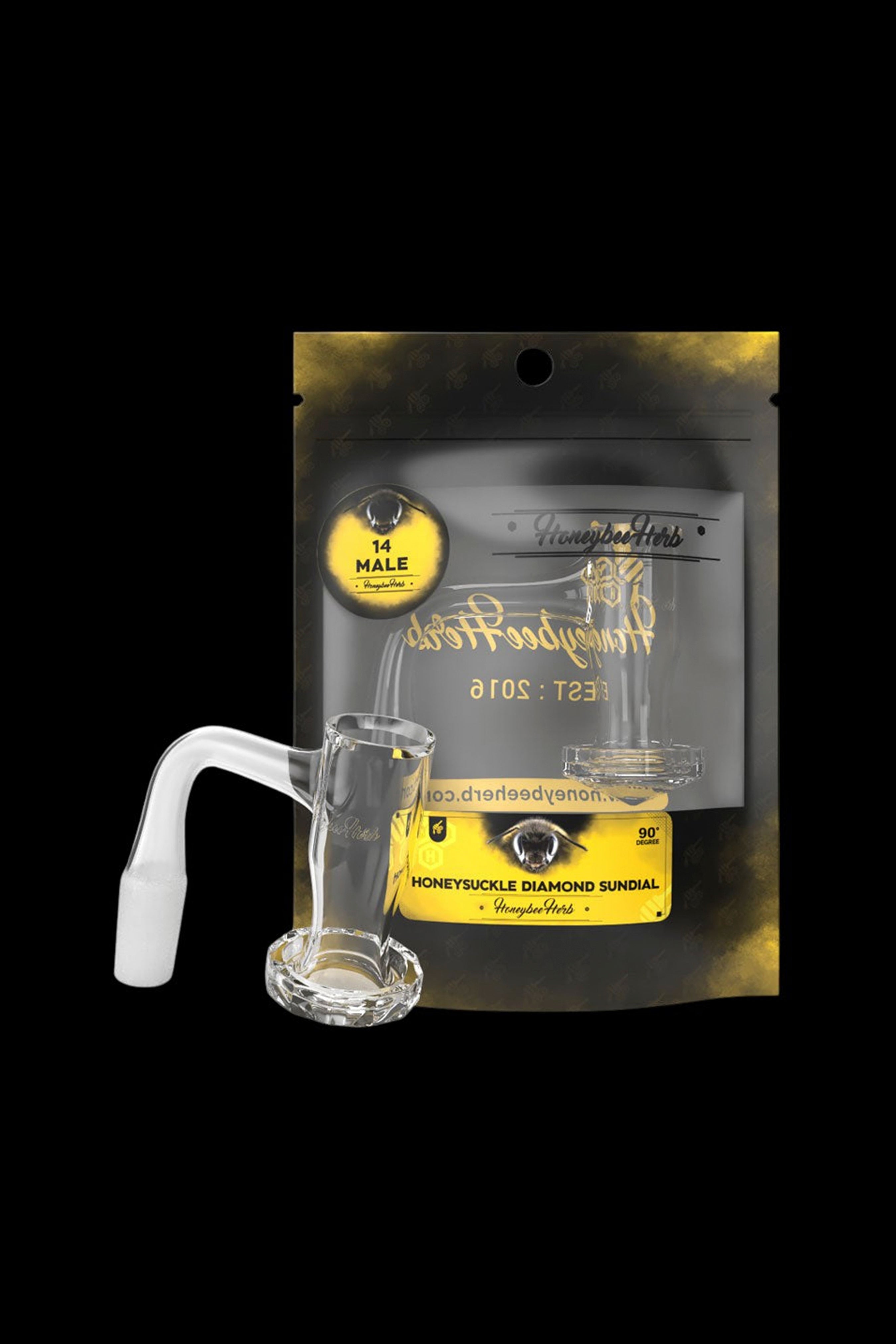 Honeybee Herb's Stunning Honeysuckle Diamond Sundial Quartz Banger - Black Line