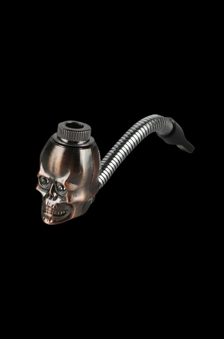Glamorous Glowing Metal Skull Hand Pipe