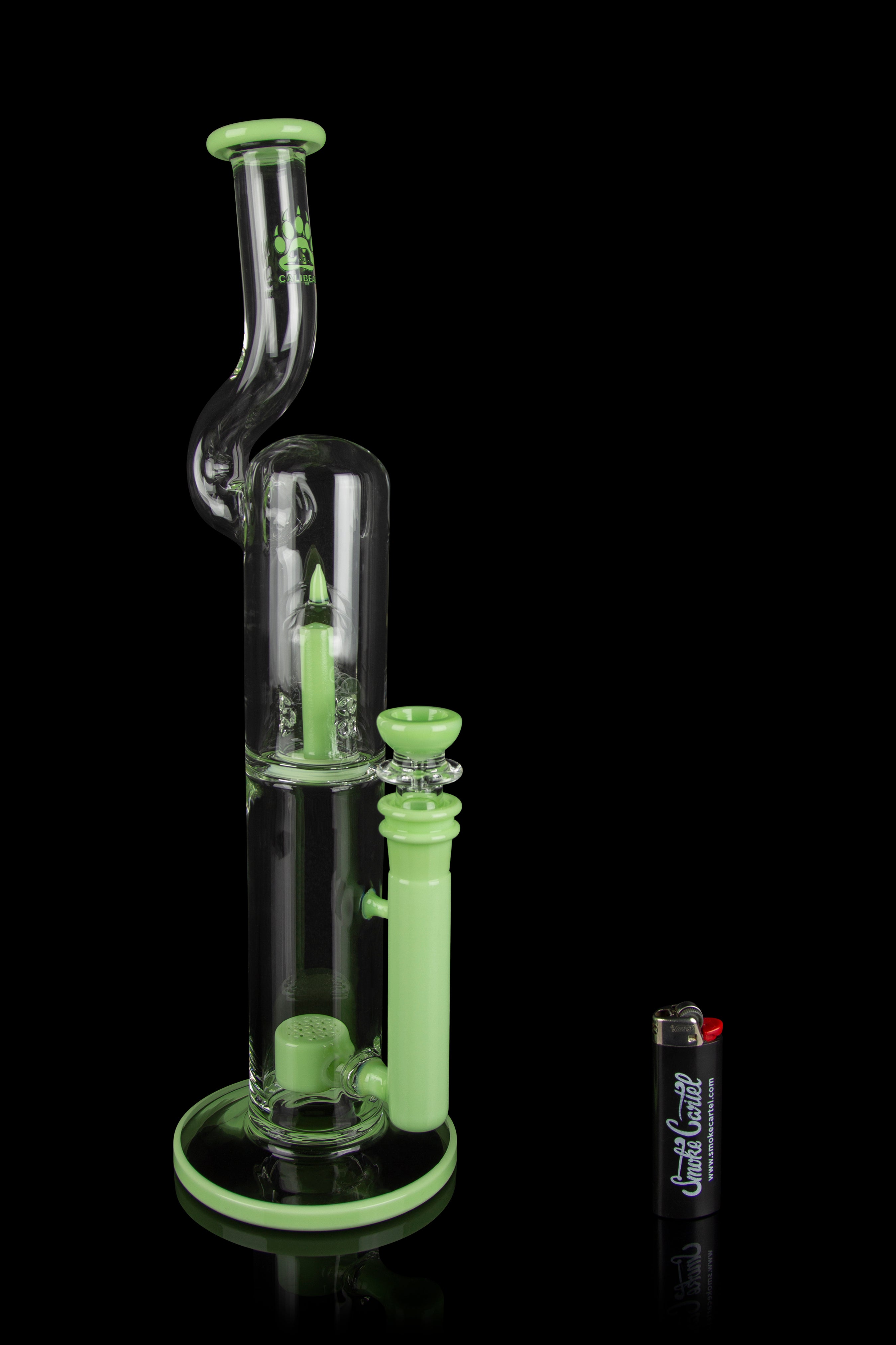 Calibear Pagoda Perc Showerhead Bong with Splashguard Bent Neck - Elevate Your Smoking Experience!