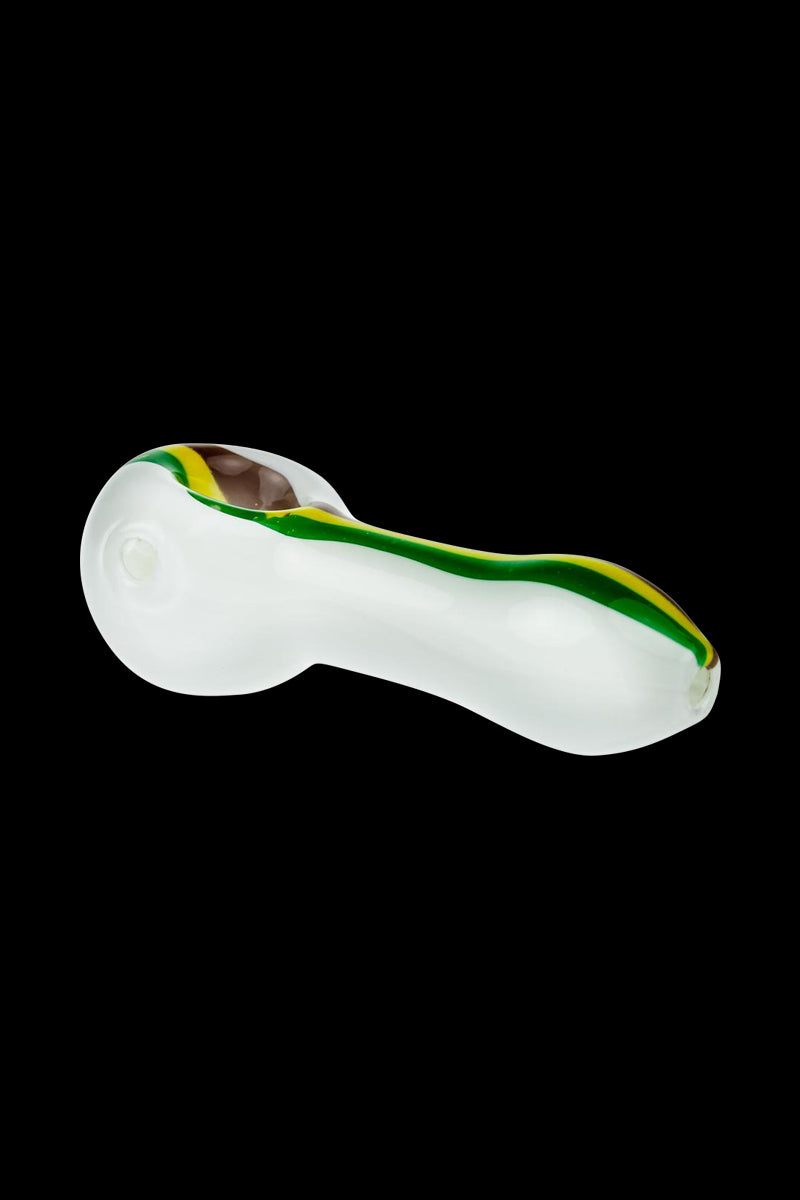 G-Spot White Rasta Glass Spoon Pipe - A Stylish Smoking Companion