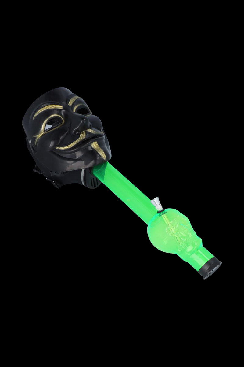 Stunning Anonymous Skull Tube Gas Mask Bong - Black Gold Edition
