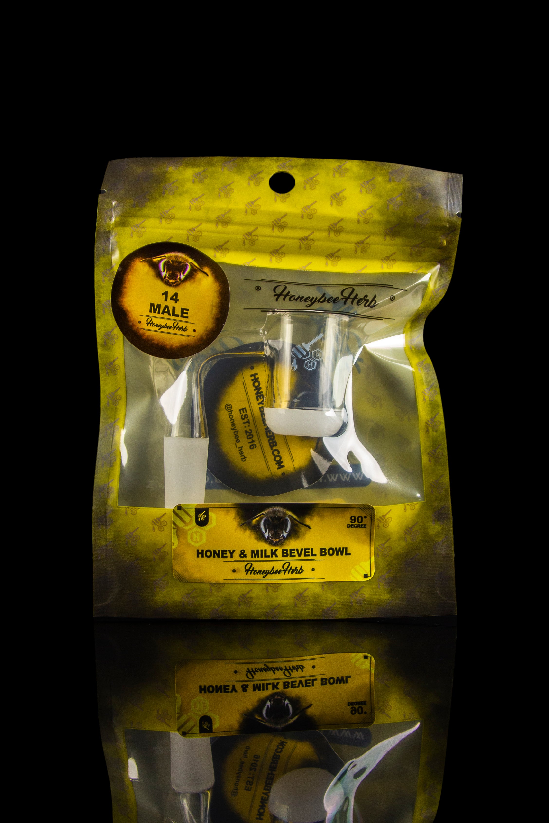 Honeybee Herb's Stunning Honey & Milk Bevel Bowl Quartz Banger - Yellow Line