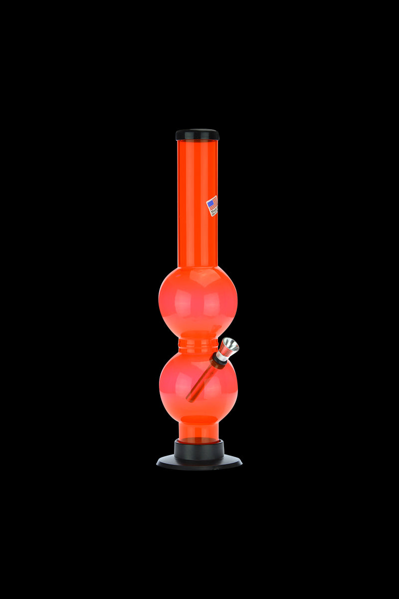 Vibrant Orange Acrylic Double Bubble Bong - Ideal for All Smokers