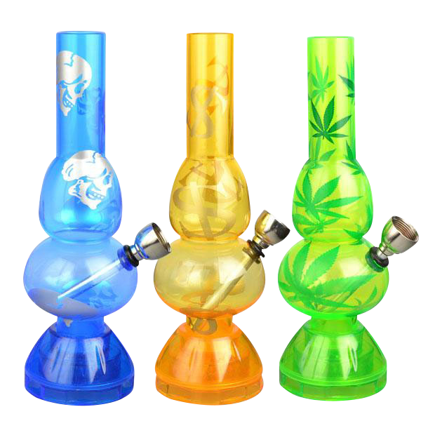 Stunning Mini Acrylic Double Bubble Water Pipe with Integrated Grinder Base
