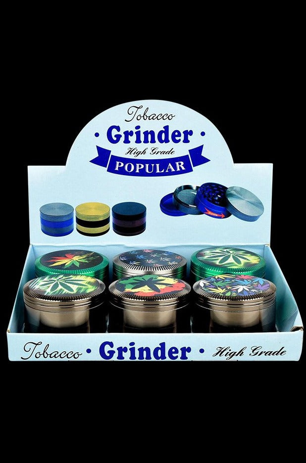 Premium Hemp Leaf Metal Grinders - 6 Pack Bundle