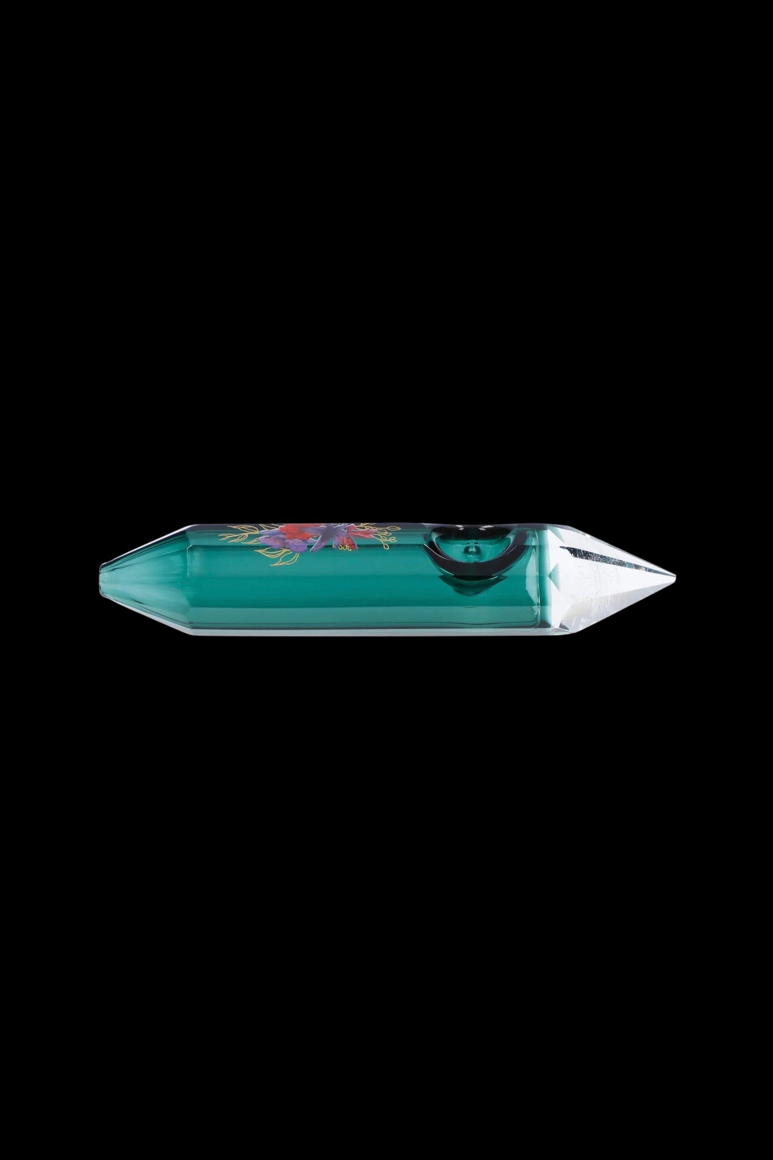 Exquisite Floral Lush Teal Crystal Hand Pipe: A Must-Have!