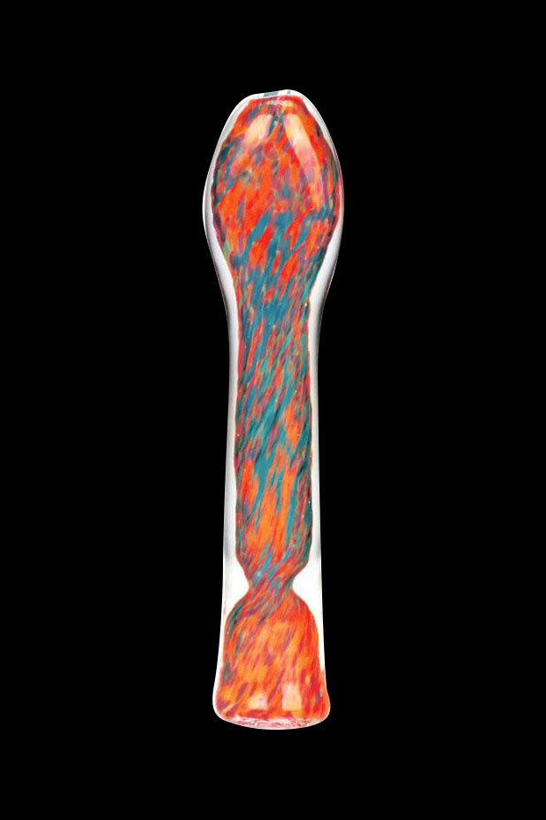 Stylish Fritted Swirl Flat Mouth Glass Chillum - The Ultimate Portable Taster