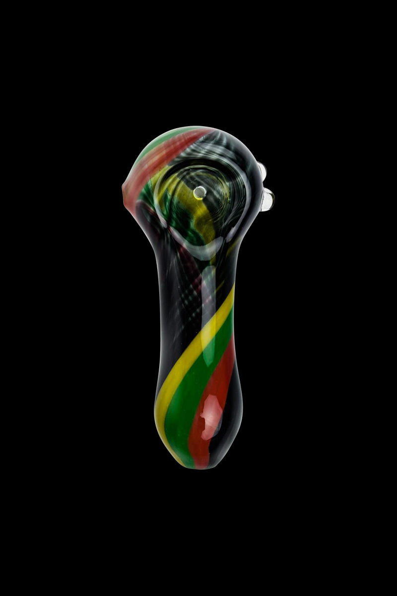 G-Spot Black Rasta Stripes Glass Spoon Pipe - Premium Smoking Delight