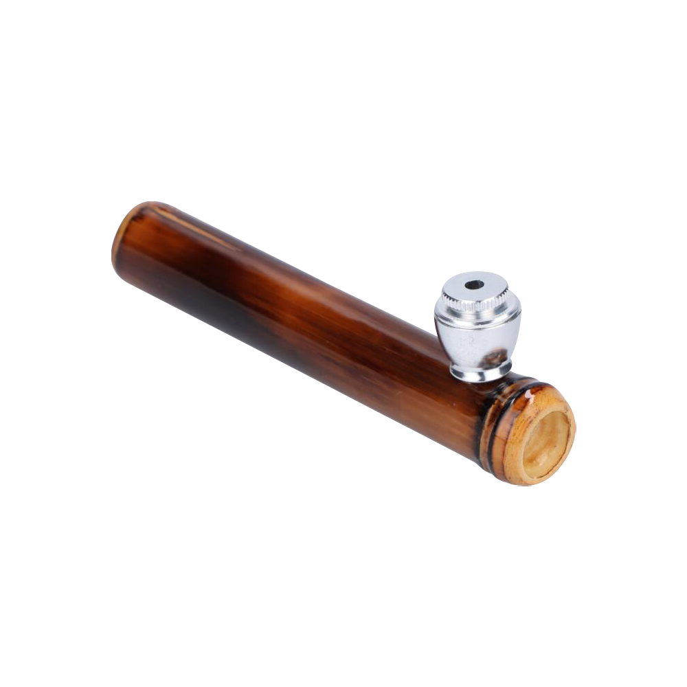Elegant Bamboo Steamroller Pipe with Capped Herb Bowl