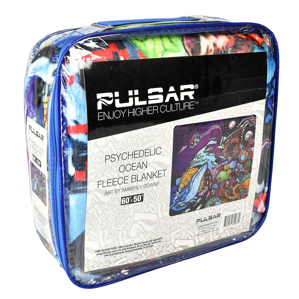 Pulsar Fleece Throw Blanket - Psychedelic Ocean: A Colorful Delight