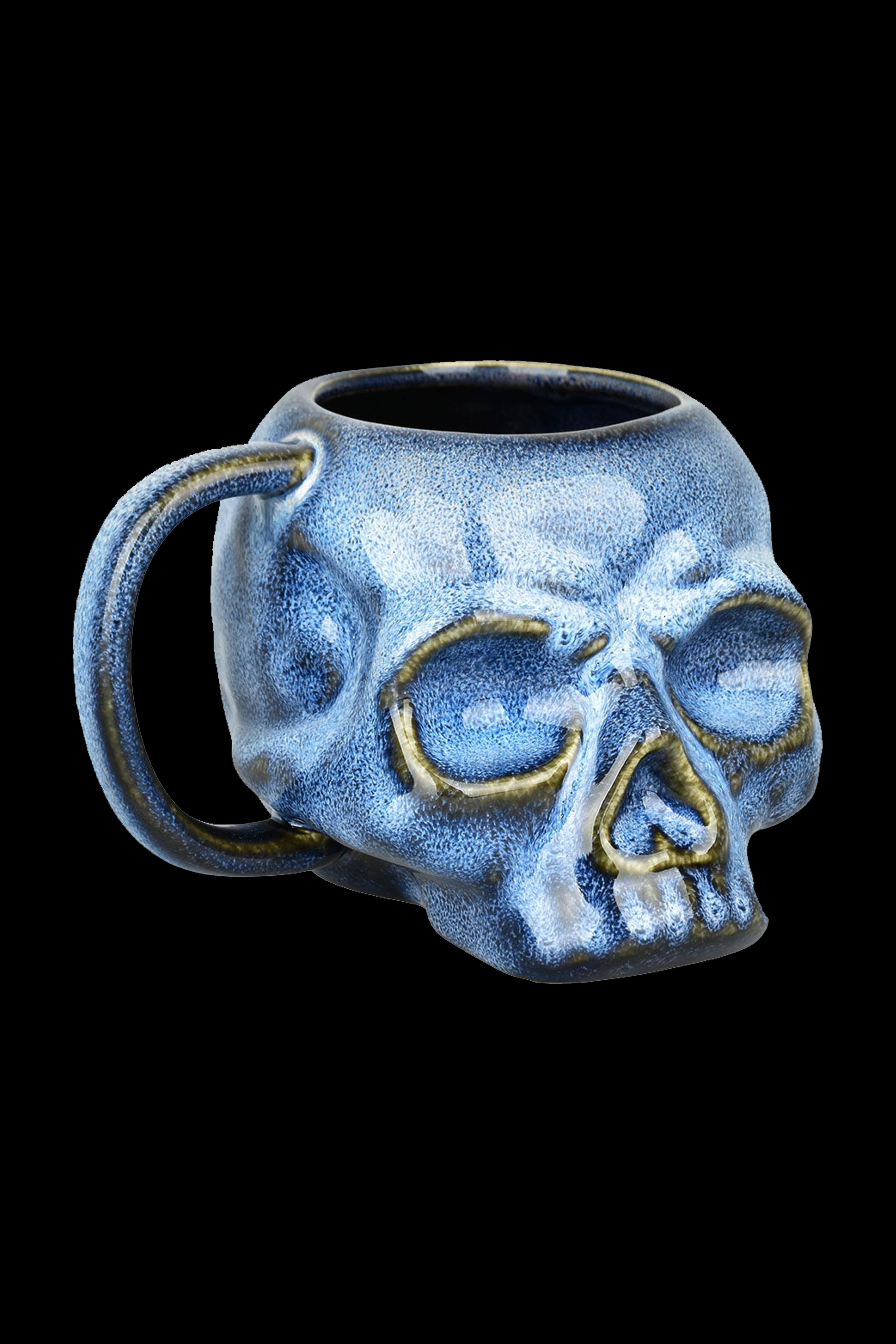 Rebel Blue Glazed Skull Ceramic Coffee Mug