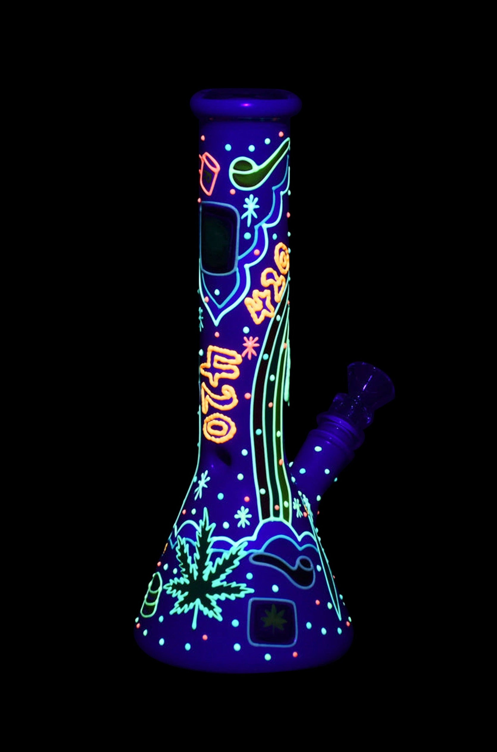 Epic Beach Vibes 420 Glow-in-the-Dark Painted Glass Water Pipe