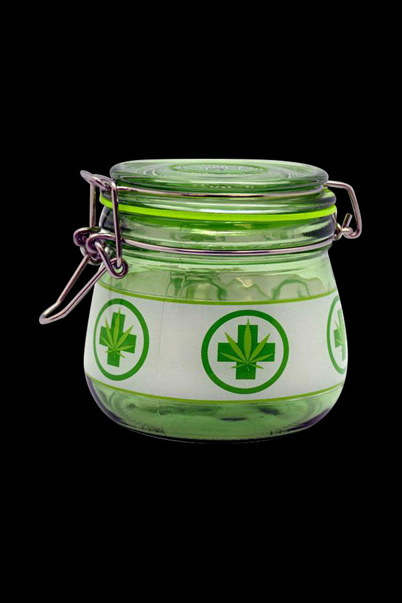 Stylish Medical Leaf Glass Herb Storage Jar