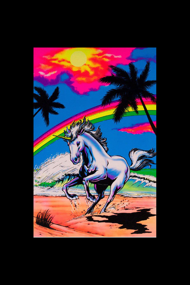 Enchanting Galloping Unicorn Blacklight Poster