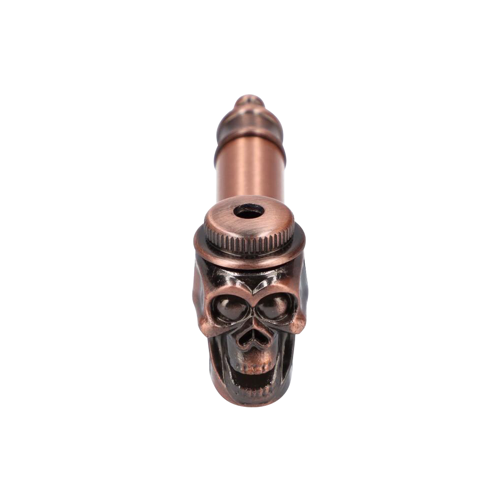 Stunning Metal Hand Pipe Featuring a Detailed Skull Head