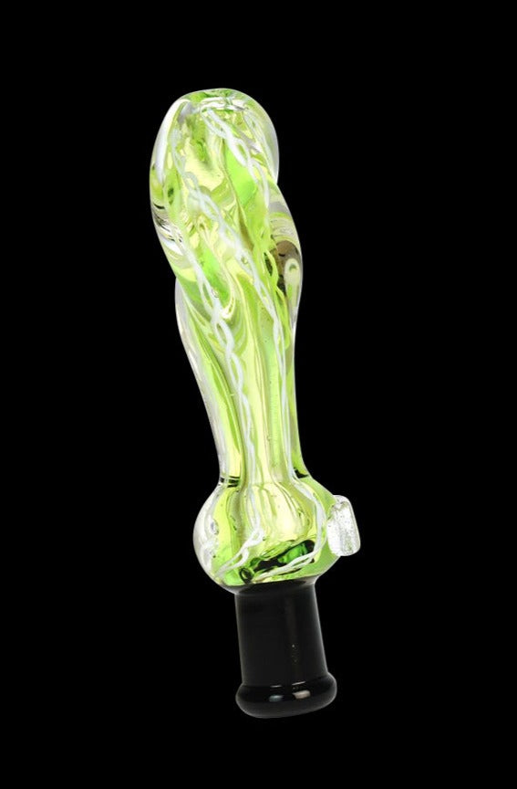 Eye-Catching Slime Green Glass Taster Bat with Black Bowl