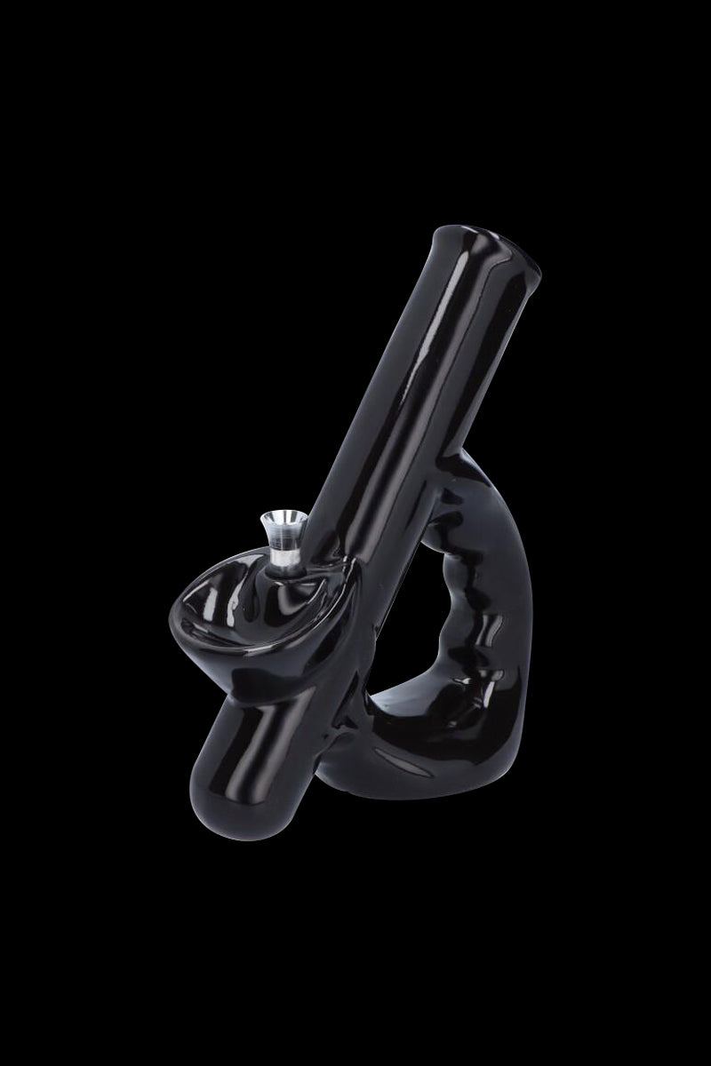 Gorgeous Grip Handle Ceramic Bong with Built-In Tray