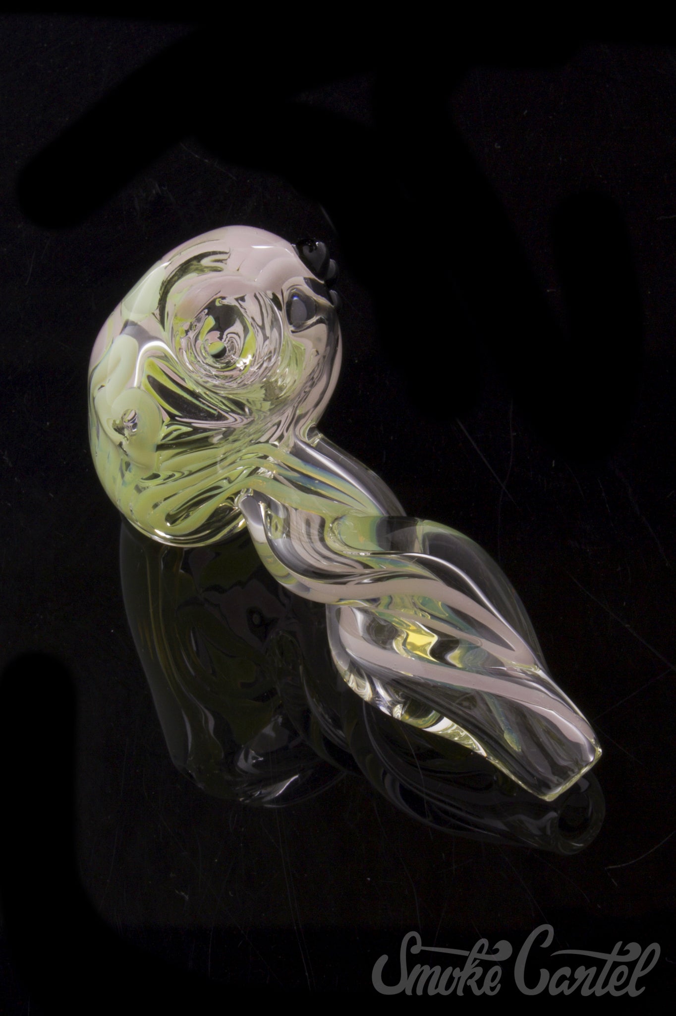 Stunning Green Slyme & Bubble Gum Inside-Out Pipe with Black Marbles