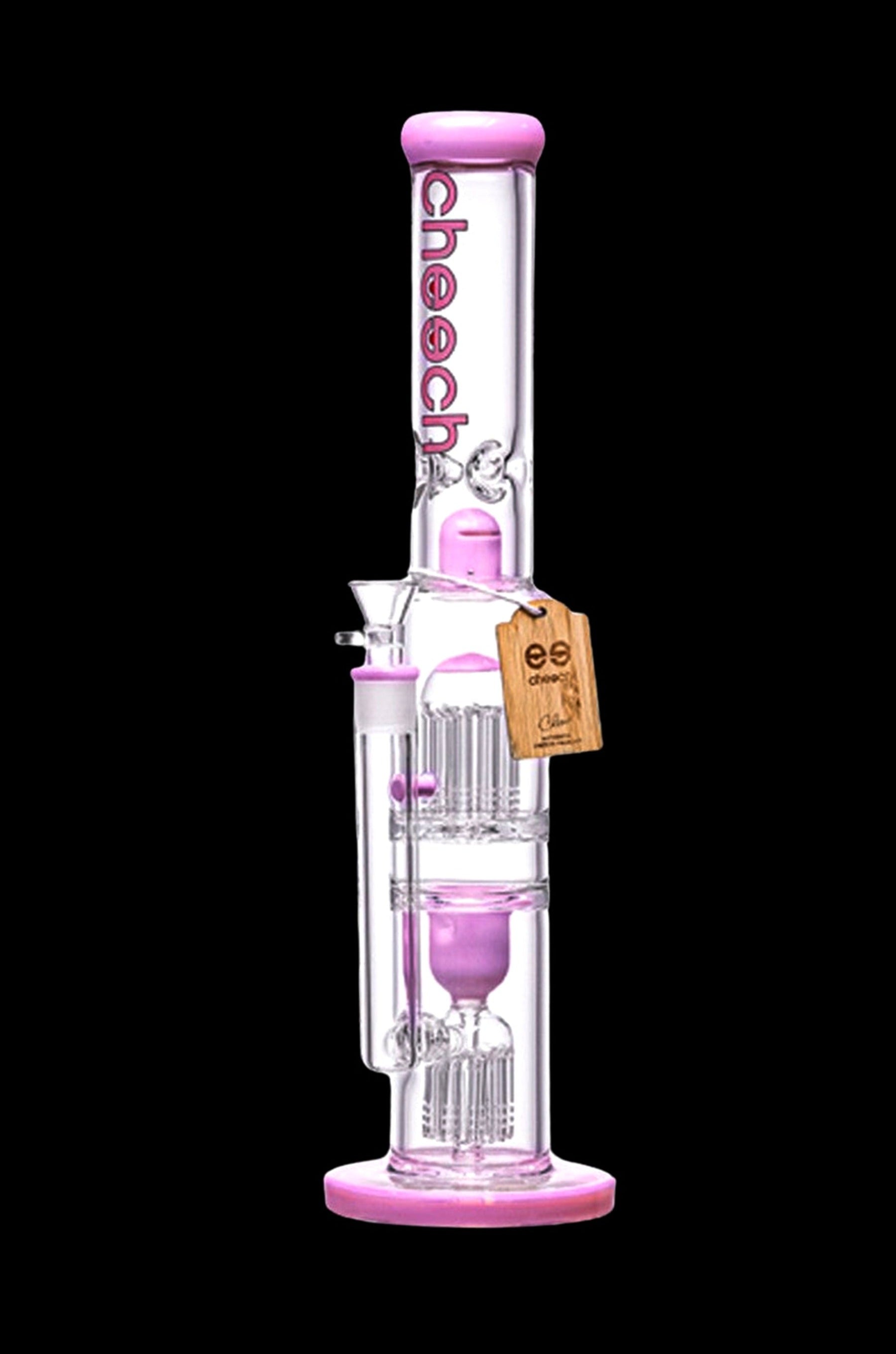 Cheech Glass Double Tree Perc Bong - 18-Inch Pink Wonder
