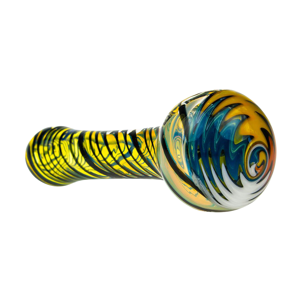 G-Spot Black and White Striped Hurricane Bowl Glass Spoon Pipe - A Stunning Smoking Companion