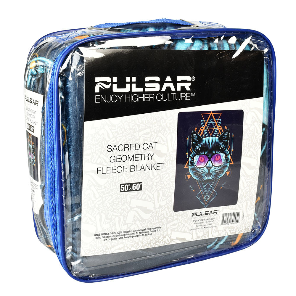 Pulsar Fleece Throw Blanket - Enchanting Sacred Cat Geometry