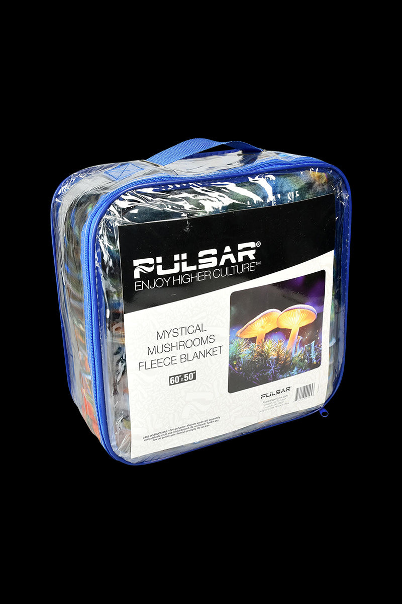Enchanting Pulsar Fleece Throw Blanket - Mystical Mushrooms