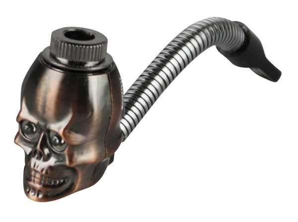 Glamorous Glowing Metal Skull Hand Pipe