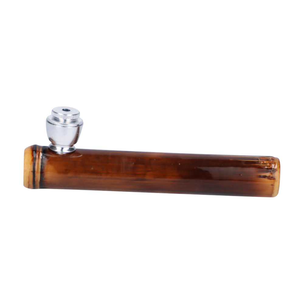Elegant Bamboo Steamroller Pipe with Capped Herb Bowl