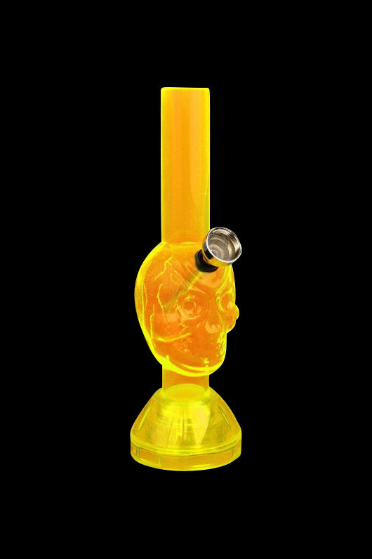 Awesome Mini Acrylic Skull Water Pipe with Built-in Grinder Base