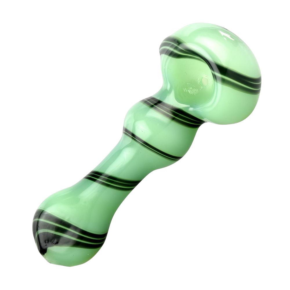Gorgeous Jade Green Black Swirl Spoon Pipe - Your Ideal Travel Buddy