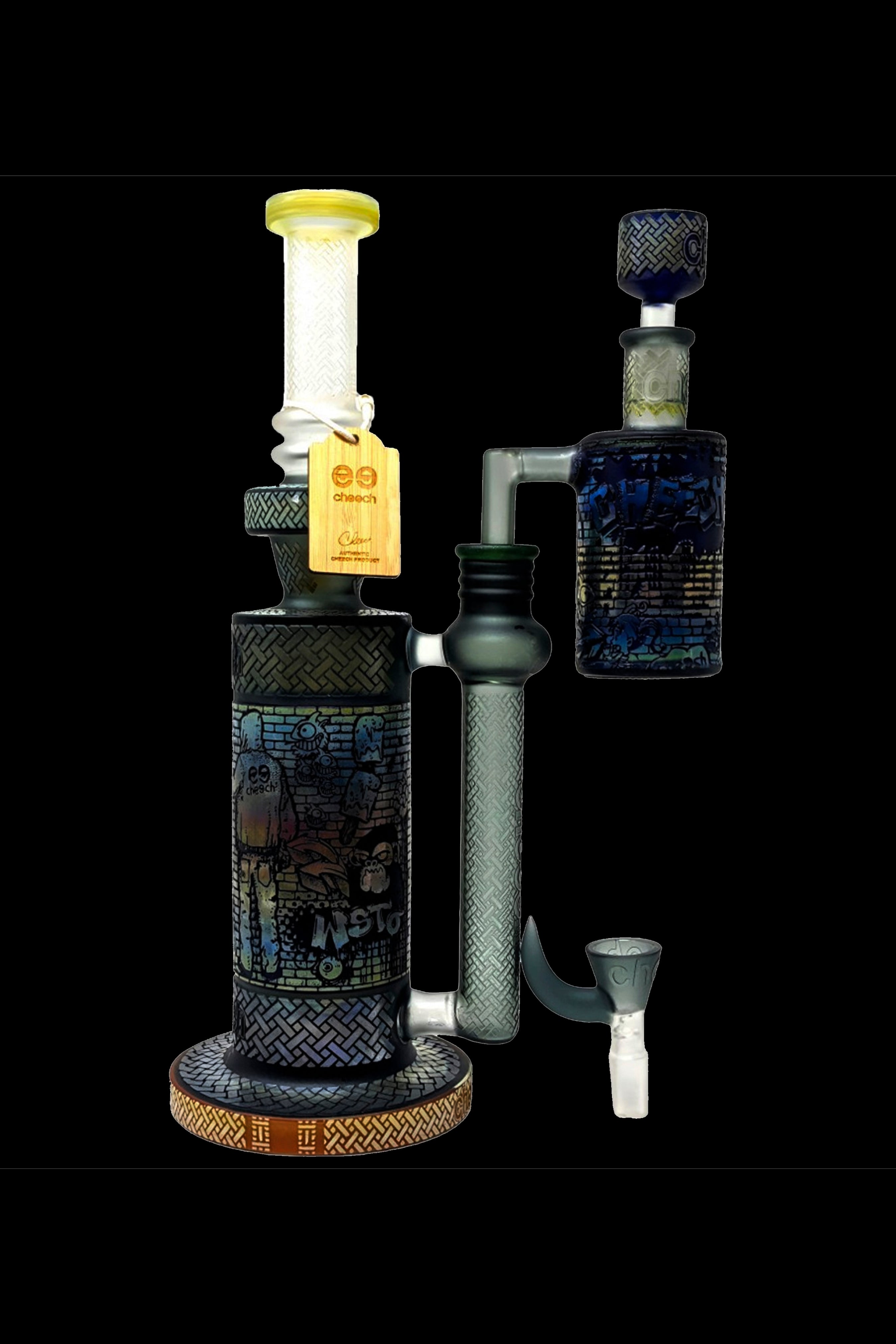 Cheech Glass Spray and Pray Graffiti Water Pipe Set with Ash Catcher