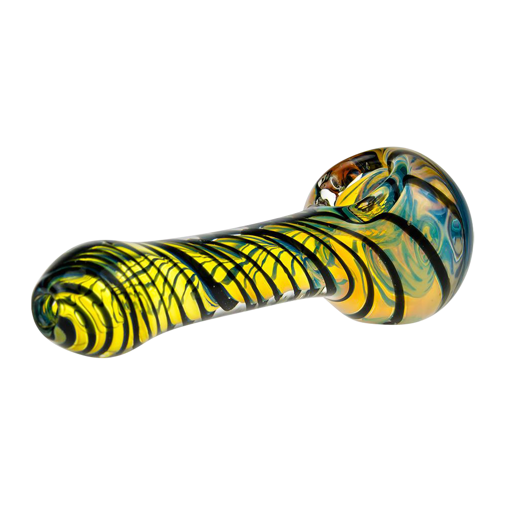 G-Spot Black and White Striped Hurricane Bowl Glass Spoon Pipe - A Stunning Smoking Companion