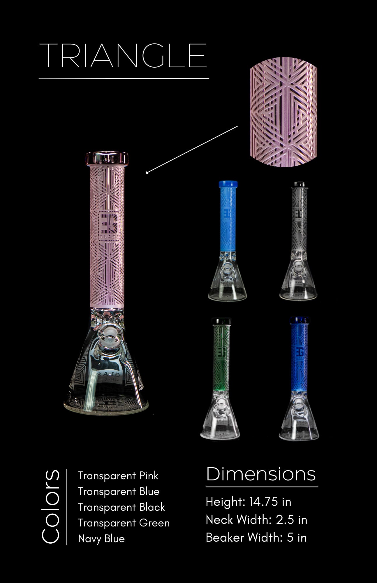 EG Glass Diamond Triangle Water Pipe - A Stunning Daily Smoking Companion