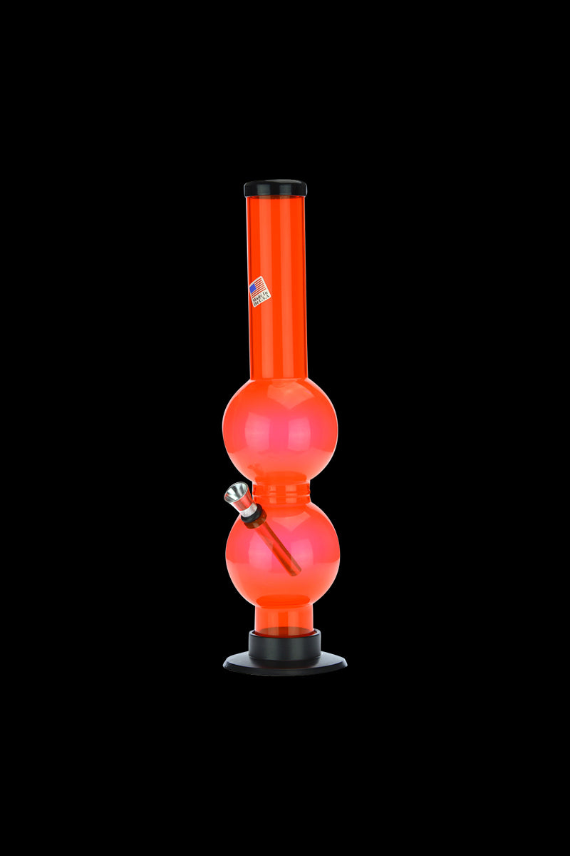 Vibrant Orange Acrylic Double Bubble Bong - Ideal for All Smokers