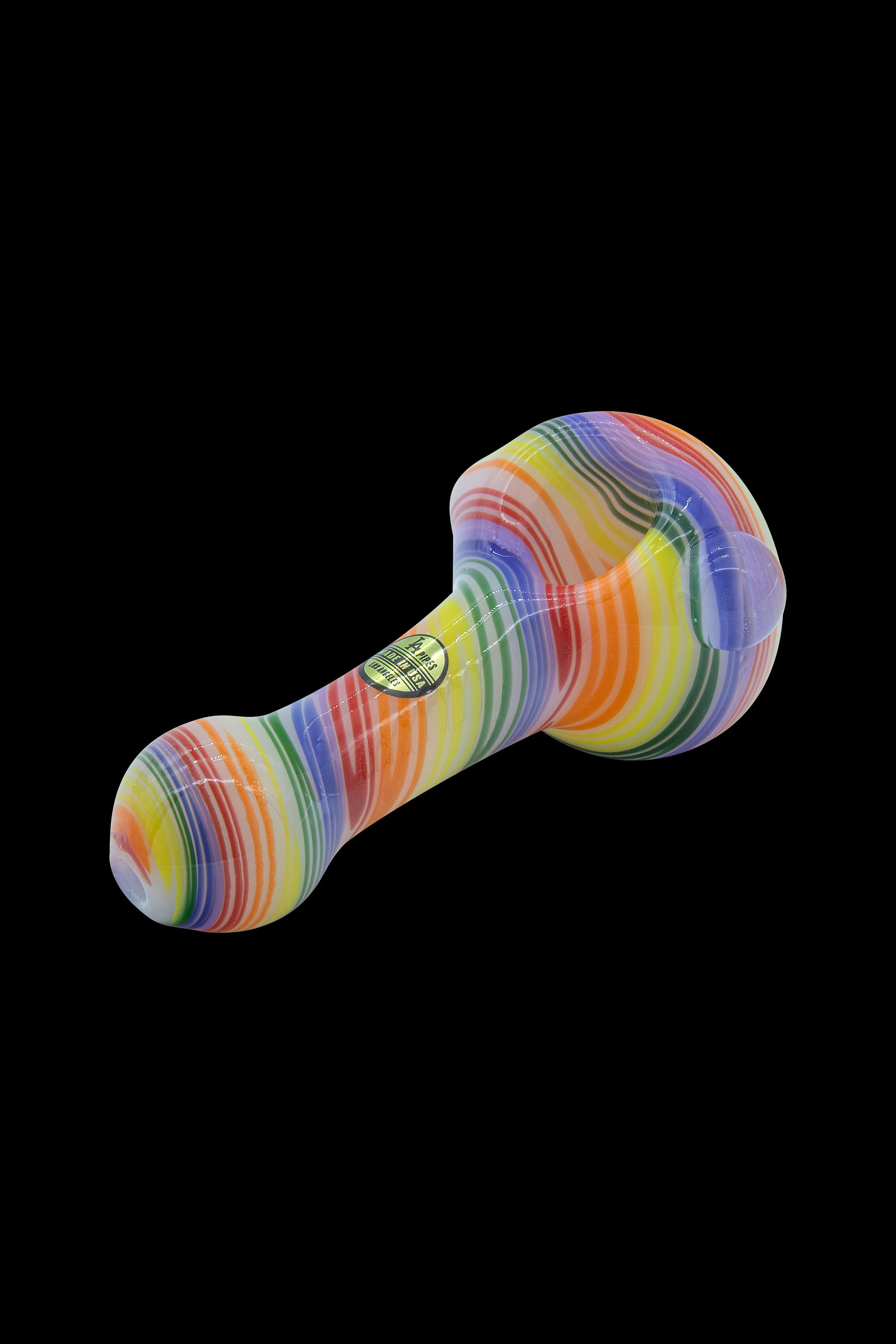 LA Pipes Stunning Rainbow Spirals White Glass Pipe