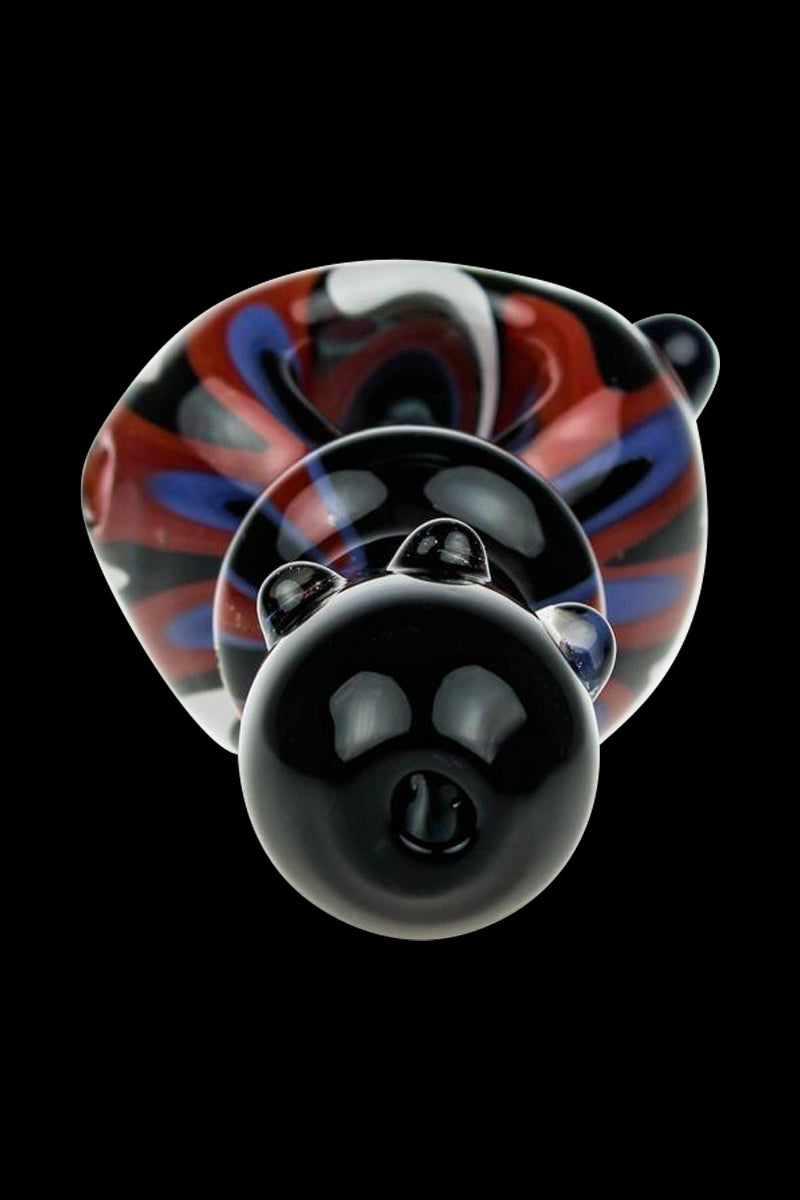 G-Spot Stunning Glass Spoon Pipe with Color Stripes and Clear Marbles