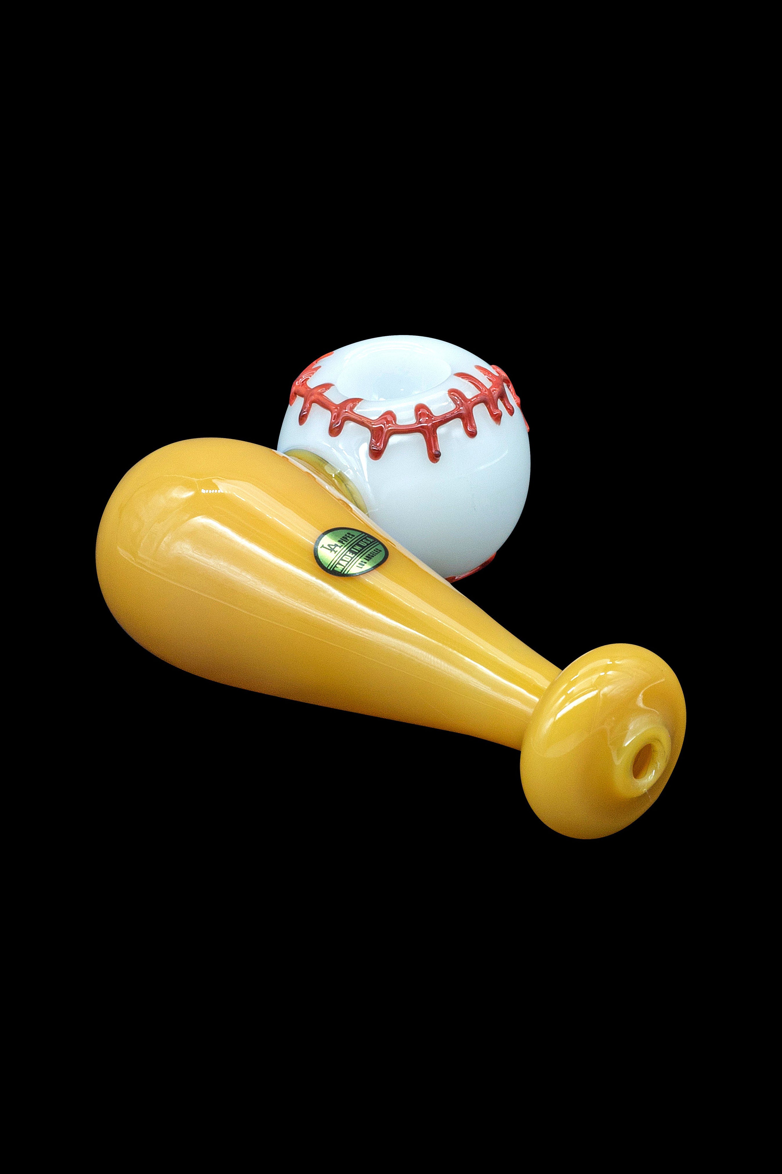 LA Pipes 420 Stretch Bat & Baseball Glass Pipe - A Must - Have for Cannabis Enthusiasts!