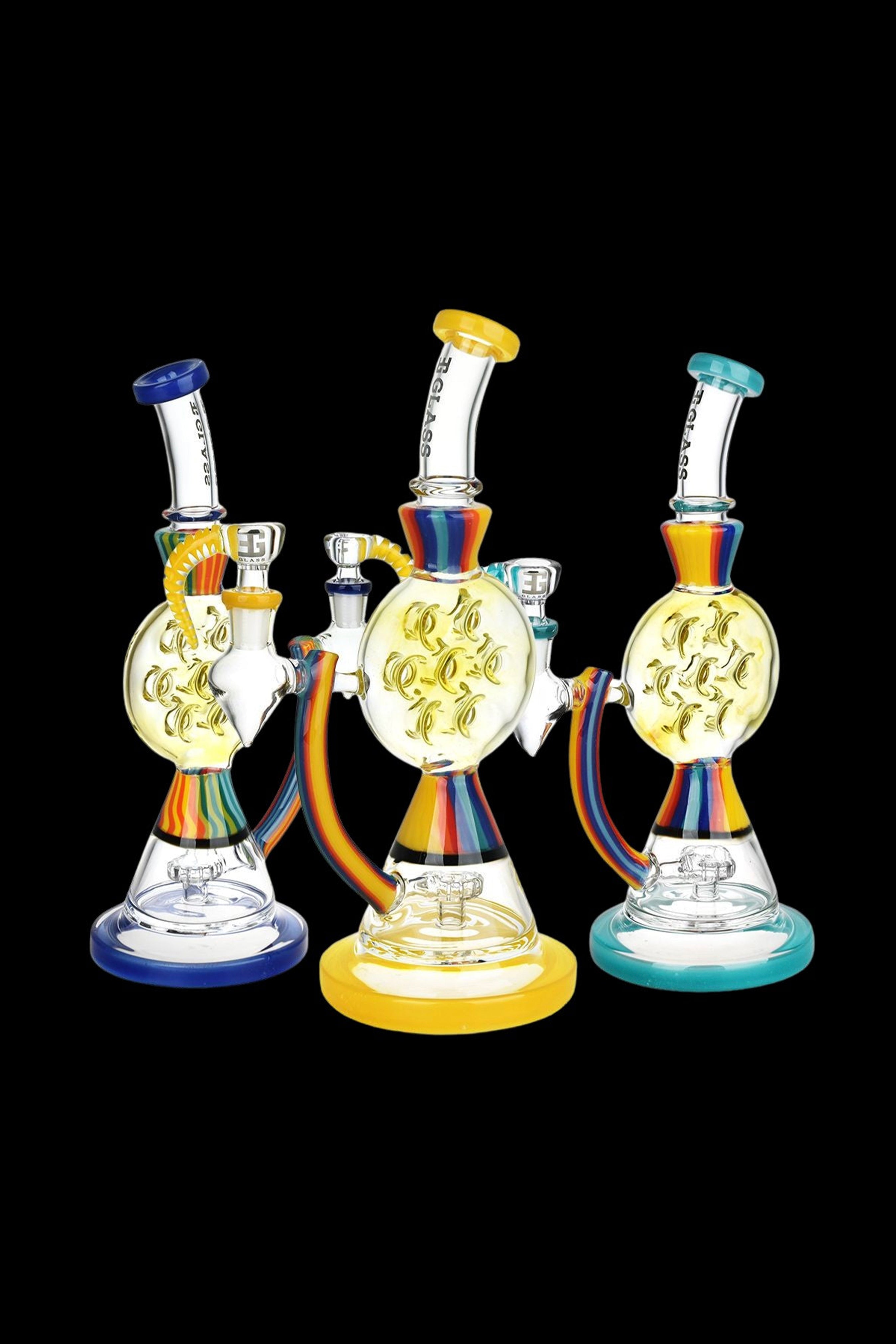 EG Glass Stunning Rainbow Striped Water Pipe