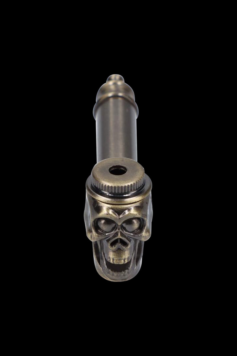 Stunning Metal Hand Pipe Featuring a Detailed Skull Head
