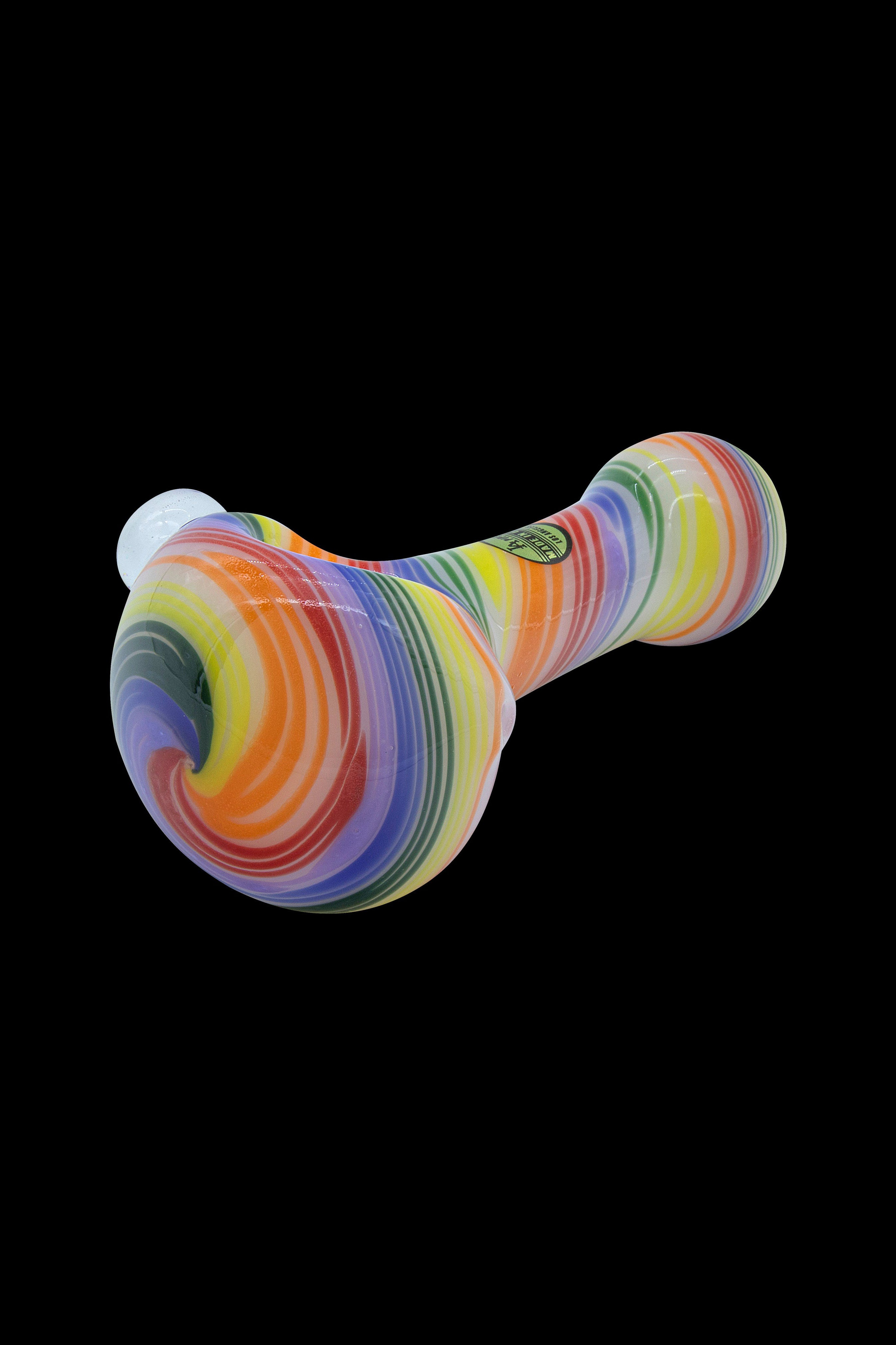 LA Pipes Stunning Rainbow Spirals White Glass Pipe