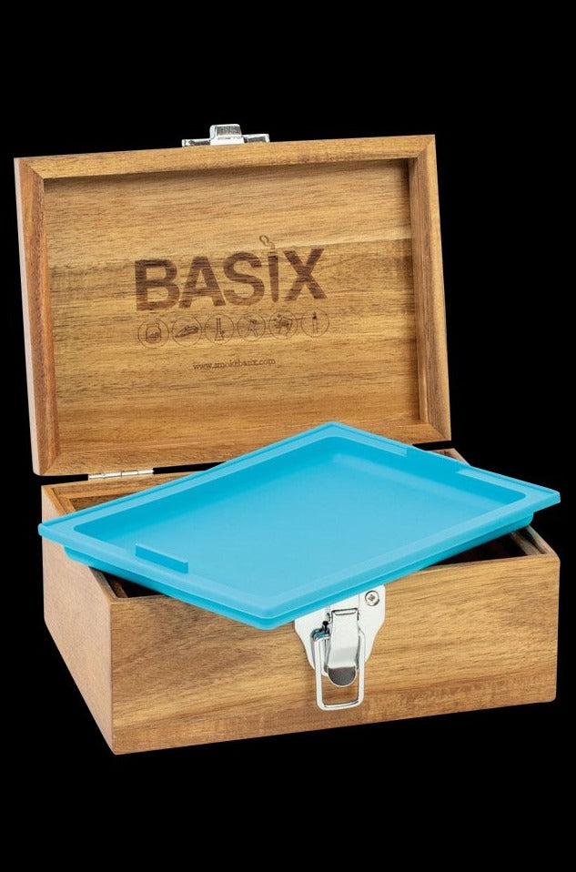Basix Premium Smellproof Wooden Storage Box with Rolling Tray