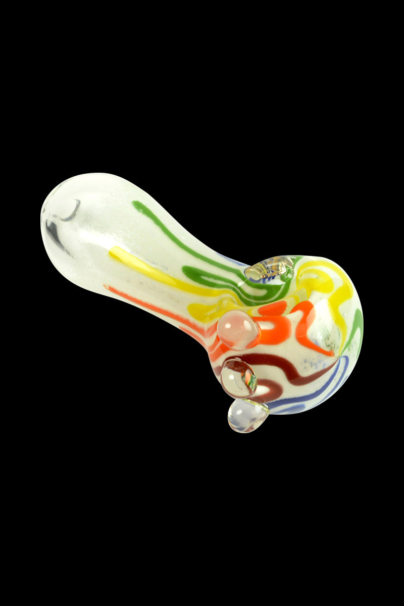 Glassheads Stunning Inside-Out Spoon Pipe with White Frit & Rainbow Stripes
