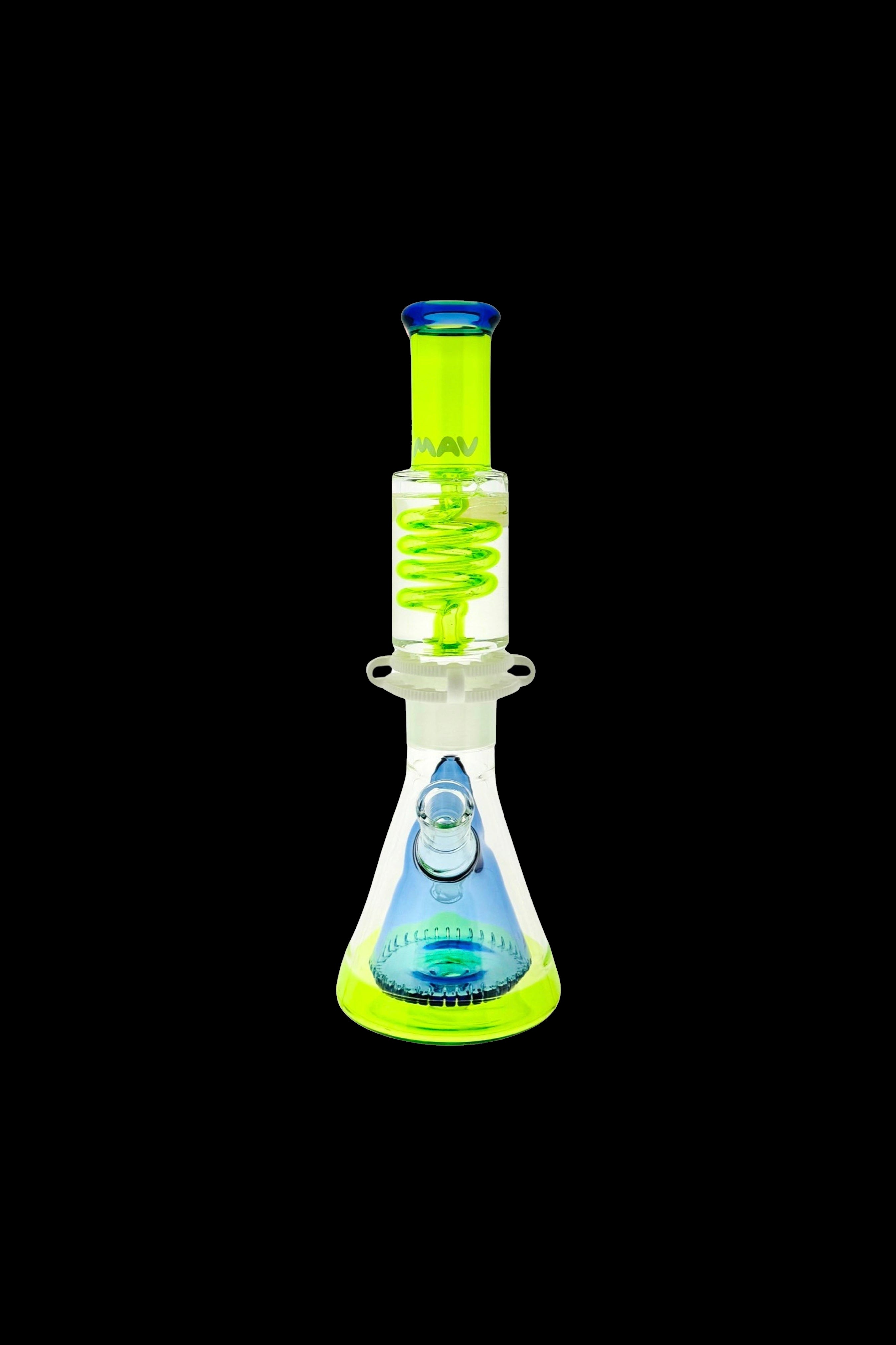 MAV Glass Premium Oversized Slitted Pyramid Beaker Freezable Coil Bong