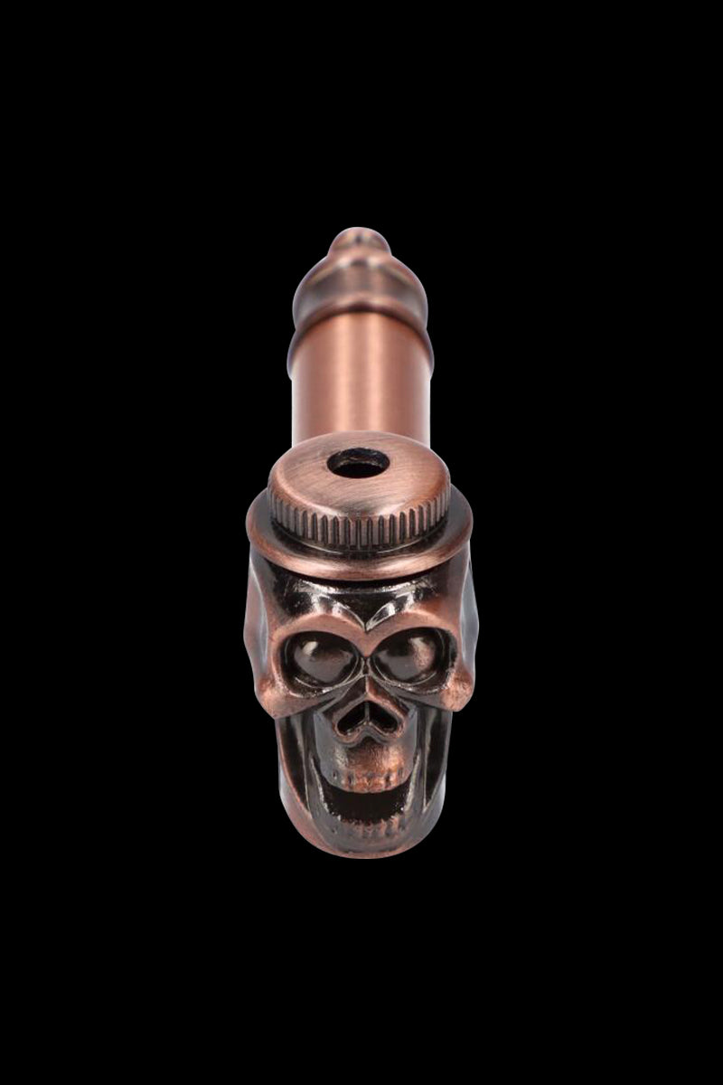 Stunning Metal Hand Pipe Featuring a Detailed Skull Head